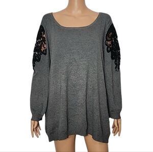 Worthington Women's 3/4 Sleeve‎ Scoop-Neck Knit Top Sweater Charcoal Size 3X NWT